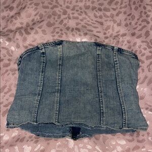 Denim Strapless Corset Top